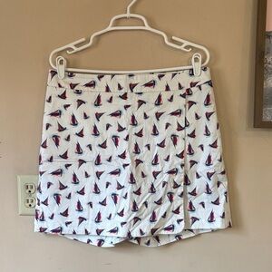 ❤️FINAL SALE❤️ Talbots White Sailboat Print Faux-Wrap Skort Size 10 Nautical